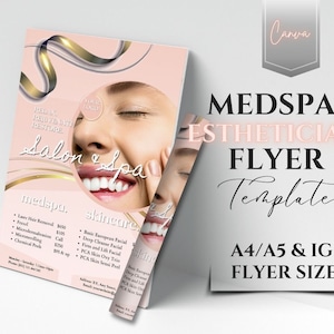 PriceList Template Beauty Flyer MedSpa Esthetician Editable Printable Skincare Aesthetic Salon Advertisement Canva Facial Pmu Sale Instagram