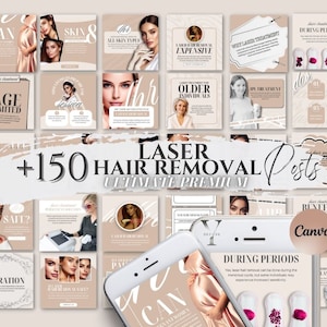 Laser Hair Removal Instagram Post Canva Template Esthetician Skincare Instagram Social Media MedSpa Laser Hair Removal Clinic Beauty Salon