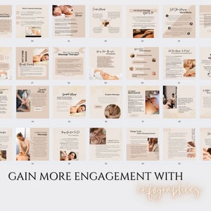May include: A collection of 16 Instagram story templates for massage therapists. The templates feature a neutral beige background with brown accents and text that includes the words "Massage Therapy", "Hot Stone Massage", "Swedish Massage", "Couples Massage", "Lymphatic Massage", "Aromatherapy Massage", "Things to Do Before Massage", "How Often Do You Get a Massage?" and "Why You Need Massage Therapy?"