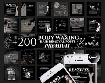 Waxing Instagram Template Waxing Post Waxing Flyers Hair Removal Post Social Media Skincare Esthetician Canva Body Waxing Spa Salon Captions