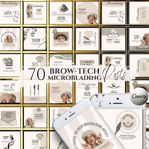 Brows Microblading Instagram Template Microblading FAQ EyeBrow Tattoo Social Media Brow Artist Semi Permanent Makeup PMU Flyer PMU Template