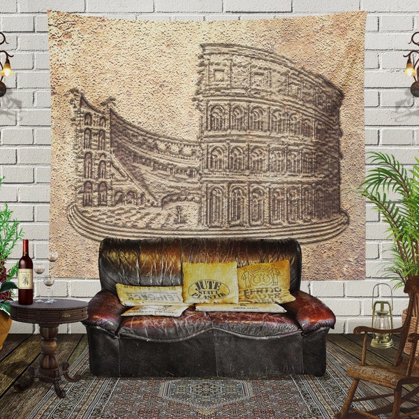 Colosseum Tapestry, landmark tapestry, rome tapestry, vintage wall hanging, monument wall art, retro farmhouse tapestry, medieval art