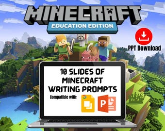 Paquete de instrucciones de escritura de Minecraft / Powerpoint / Lección de inglés / Educación / Juegos / Lección escolar / Educación en el hogar / Aprendizaje remoto