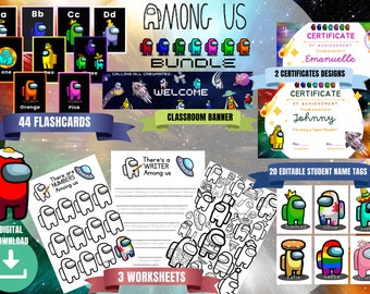 Paquete de hojas de trabajo Among Us / exhibición en el aula / tarjetas didácticas / educativas