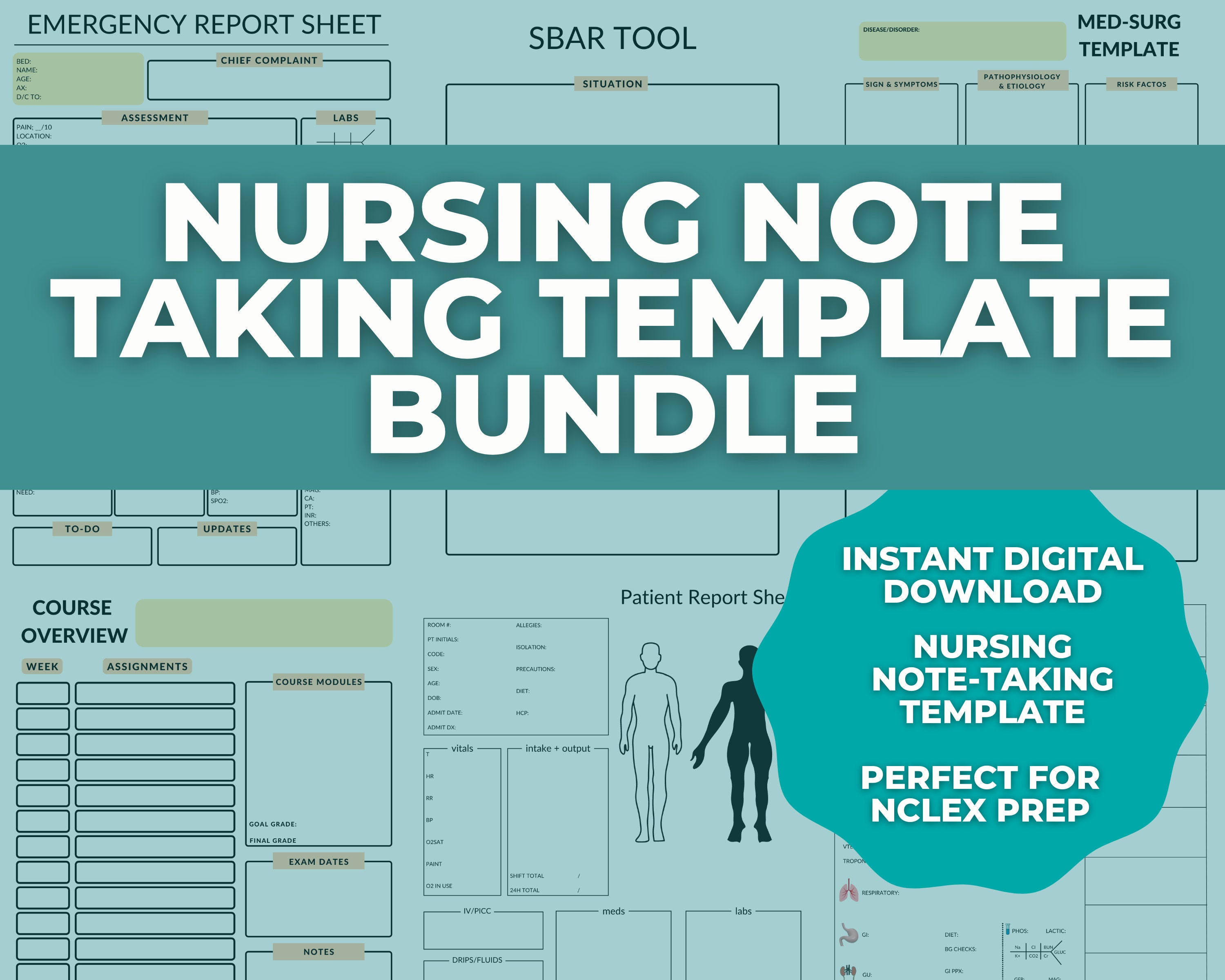 Nursing Note Taking Template Bundle Study Notes Report and Etsy Australia