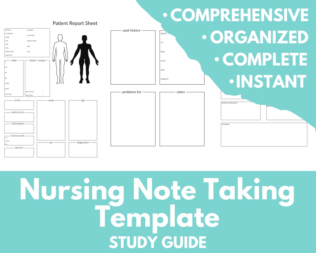 Nursing Note Taking Template Bundle Instant PDF Printable Etsy India