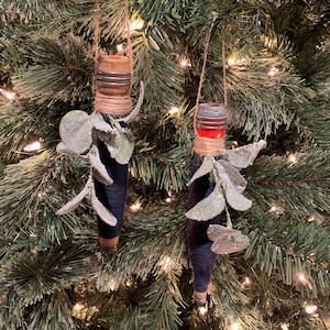 2 Antique Bobbin Spool Christmas Ornaments