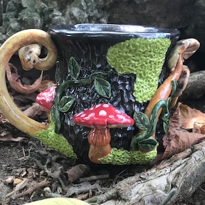 Handcrafted Ceramic Mushroom Cauldron Mug or Bowl