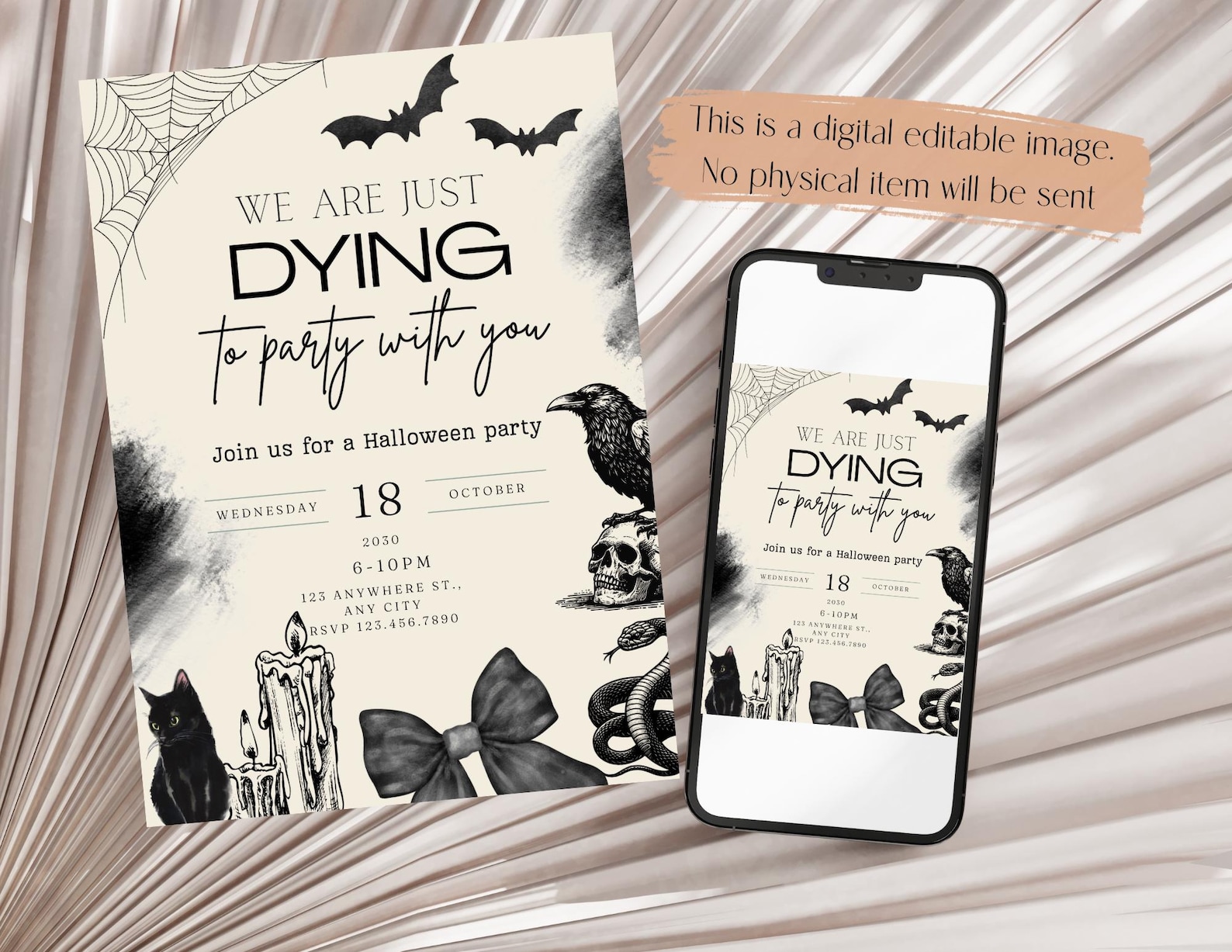 EDITABLE Halloween Party, Halloween Invitations, Scary Spooky Party ...