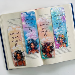 Bookmark for Black women, Melanin Fairy page divider, Black girl bookmark, Bookish gifts, Gift for her, Booklover