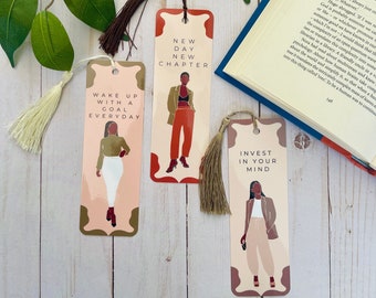 Bookmark for Black women, Melanin page divider, Black girl bookmark bundle, Bookish gifts, Gift for her, Booklover, Tassel, Inspirational