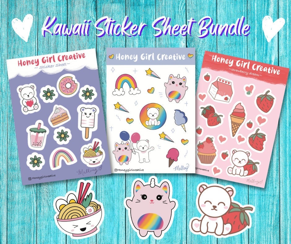Japanese Kawaii Sticker Sheet Bundle Food Stickers Kawaii Etsy