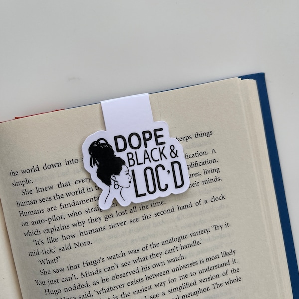 Bookmark for Black women, Locs Magnetic melanin page divider, Cute Black girl bookmark, Bookish gifts, Gift for her, Booklover, Laminated