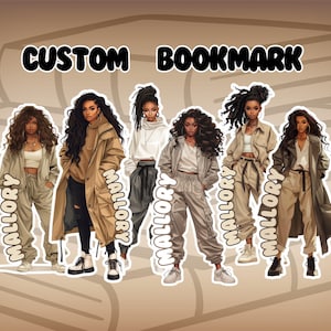 Marcador para mujeres negras, Divisor de página de nombre personalizado, Marcador de chica negra, Regalos librescos, Regalo para ella, Amante de los libros, Inspirador
