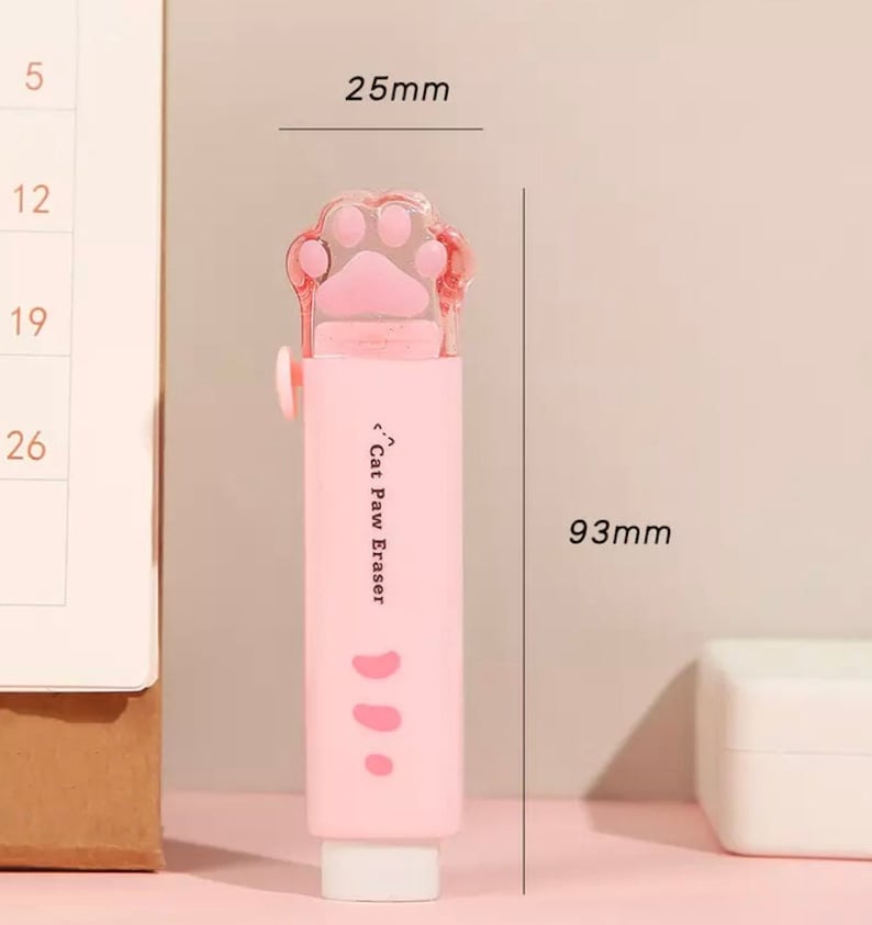 Kawaii Cat Paw Retractable Eraser Rubber Erasers Cute School Etsy