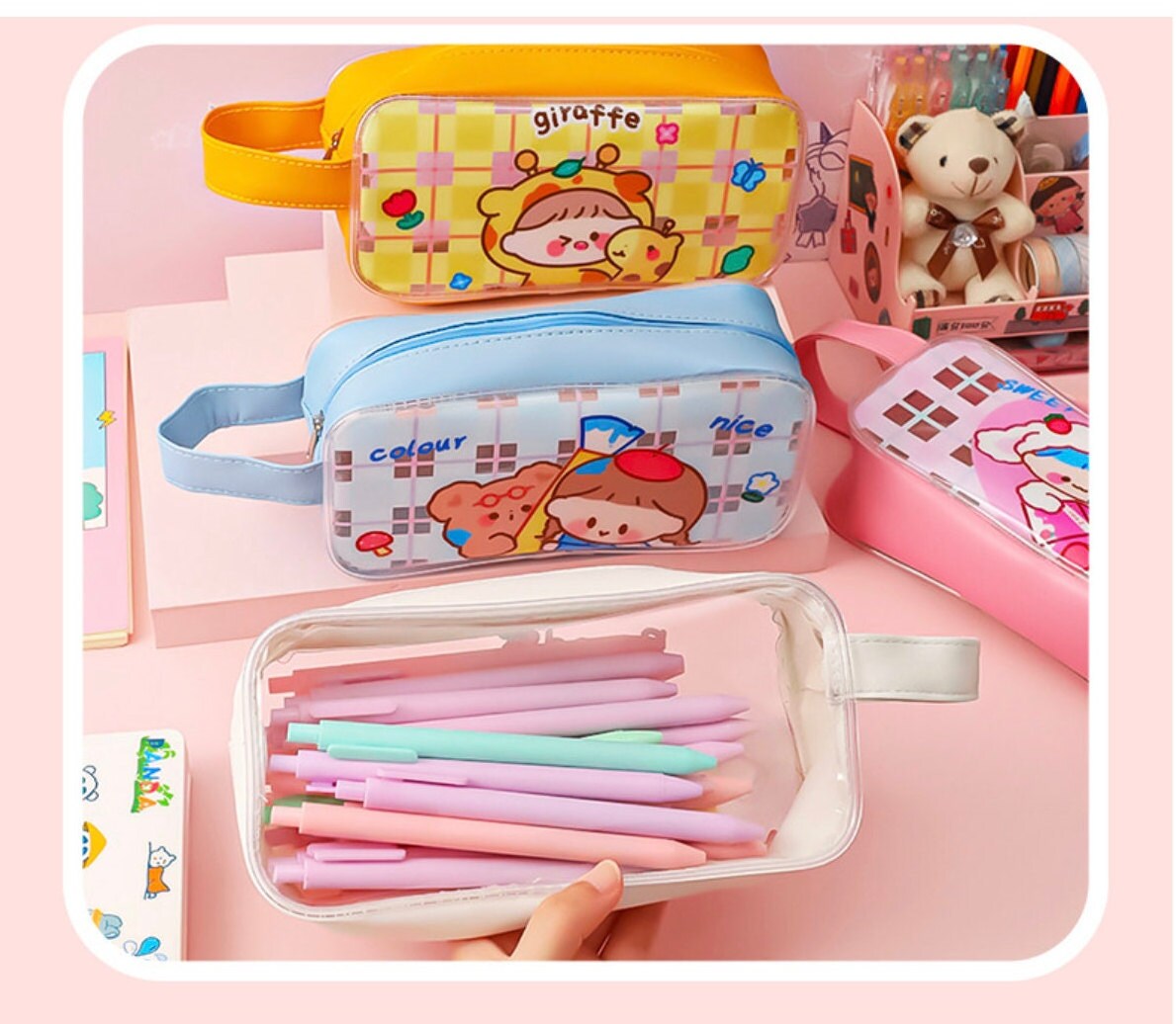 Cute Kawaii Girl Pencil Case Cartoon Girl Pencil Pouch Clear - Etsy