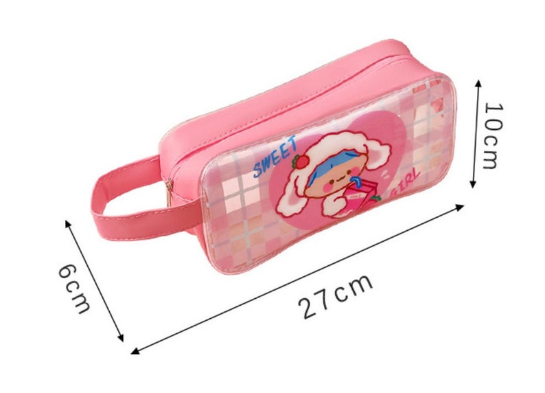 Cute Kawaii Girl Pencil Case Cartoon Girl Pencil Pouch Clear Etsy