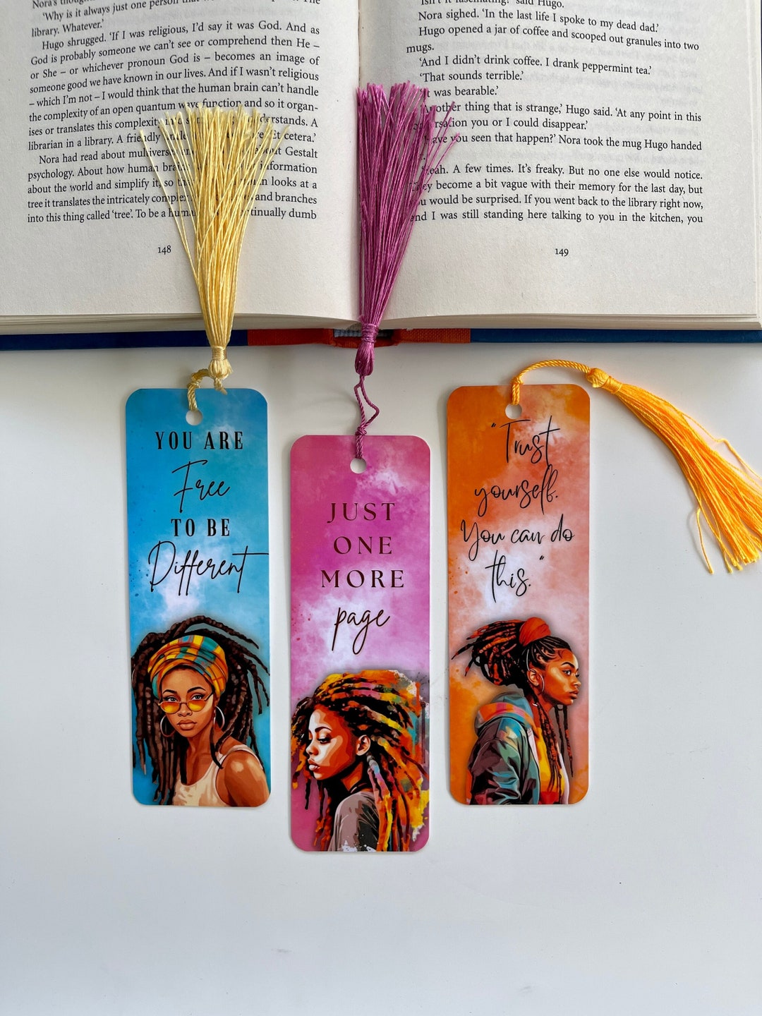 Bookmark for Black Women, Locs Melanin Page Divider, Black Girl