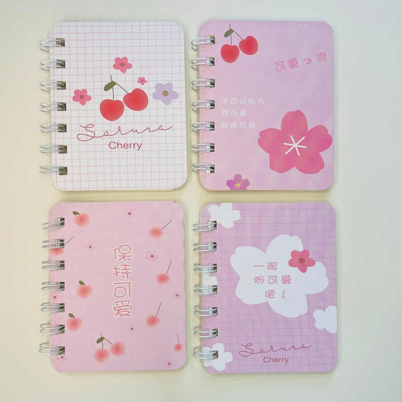 Cute Mini Spiral Notebook Kawaii Notepad Cherry Themed Etsy