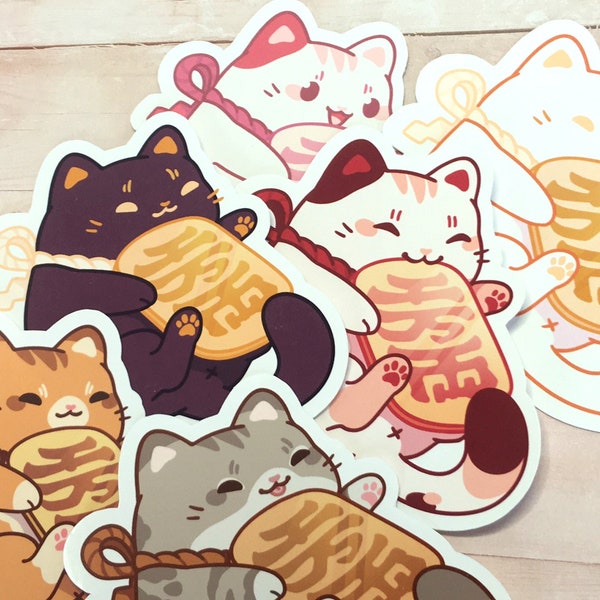 Lucky Cat, Maneki Neko, Cute Cat, CUSTOMIZABLE! |  Glossy Sticker | Great for Planners, Laptop, Phone, and Pet Lovers!