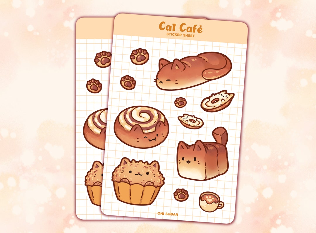 Cute Cafe Cats Sticker Sheet Great for Planners, Laptop, Phone, and ...