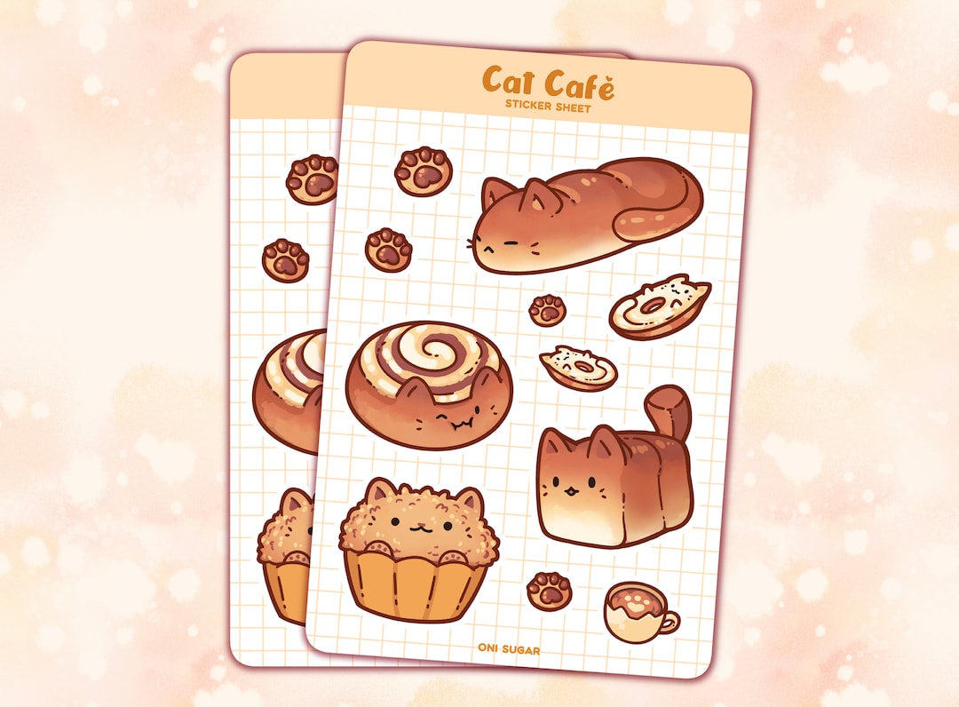 Cat Cafe Menu Sticker Sheet Cat Cafe Menu Sticker Sheet