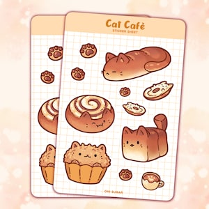 Cute Cafe Cats | Sticker Sheet | Great for Planners, Laptop, Phone, and more!