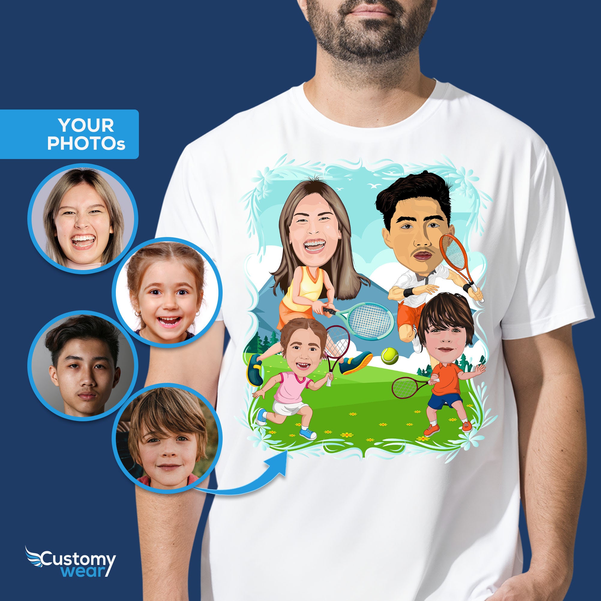 Custom tennis family shirt, Family 