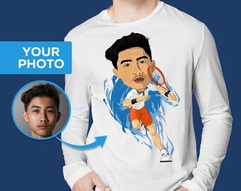 Camiseta personalizada de tenista, regalo con foto personalizada