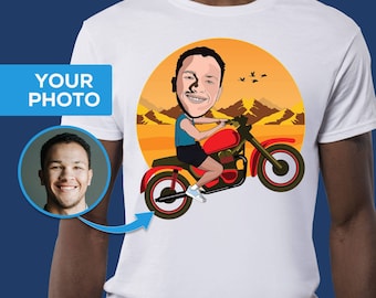 Camiseta personalizada con dibujo de motocicleta, camiseta personalizada con retrato de motocicleta