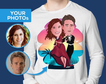 Camiseta personalizada para el Día del Padre: Dibujo animado con foto personalizada