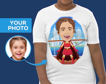 Camiseta personalizada de superhéroe para jóvenes, regalo con foto personalizada