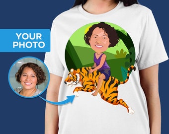 Camiseta personalizada de Tiger Rider, regalo con foto personalizada