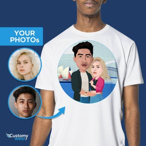Camiseta personalizada para casal, camiseta com foto personalizada, presente da Ópera de Sydney