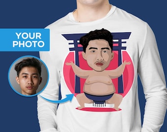 Camiseta personalizada con caricatura de luchador de sumo, camiseta de arte japonés