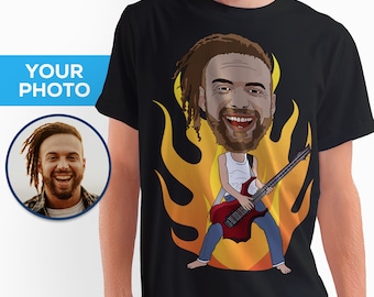 Camiseta de guitarra personalizada, camiseta personalizada para músicos, 100% algodón