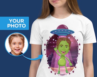 Camiseta personalizada con retrato de extraterrestre, regalo infantil personalizado