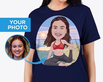 Camiseta de yoga personalizada – Retrato fotográfico personalizado, Regalo ideal para entrenar en el gimnasio