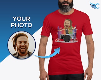 Camiseta personalizada con retrato de baterista / Camiseta con foto personalizada