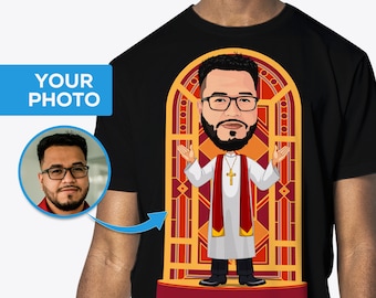 Camiseta personalizada para sacerdote, retrato de caricatura personalizado, regalo cristiano