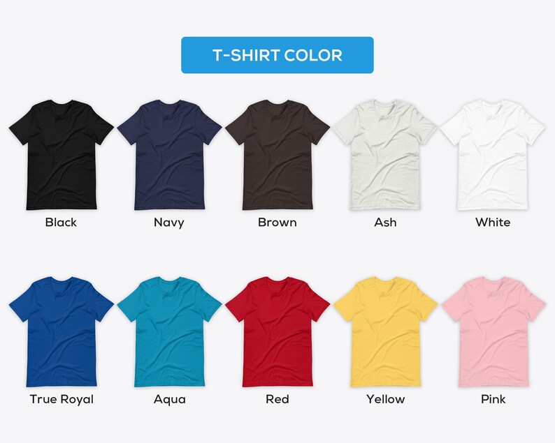 Pode incluir: Uma sele&ccedil;&atilde;o de cores de camisetas, incluindo preto, azul marinho, marrom, cinza, branco, azul royal, azul-turquesa, vermelho, amarelo e rosa.