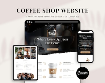 Coffee Shop Website Template: Customizable Cafe Landing Page (Canva)