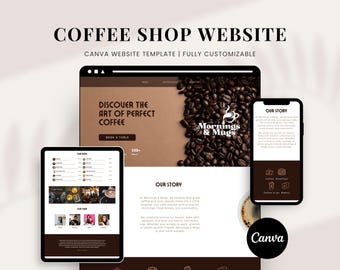 Coffee Shop Website Canva Template: Cafe Landing Page (Digital Download)