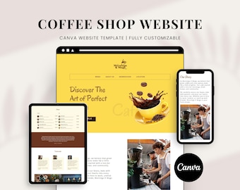 Coffee Shop Website Template: Editable Canva Landing Page (Digital Download)