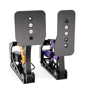 Può includere: Un paio di pedali da corsa con piastre per i piedi con texture in fibra di carbonio. I pedali hanno un telaio nero e argento con accenti arancioni e viola. Le piastre per i piedi hanno ciascuna tre viti argentate.