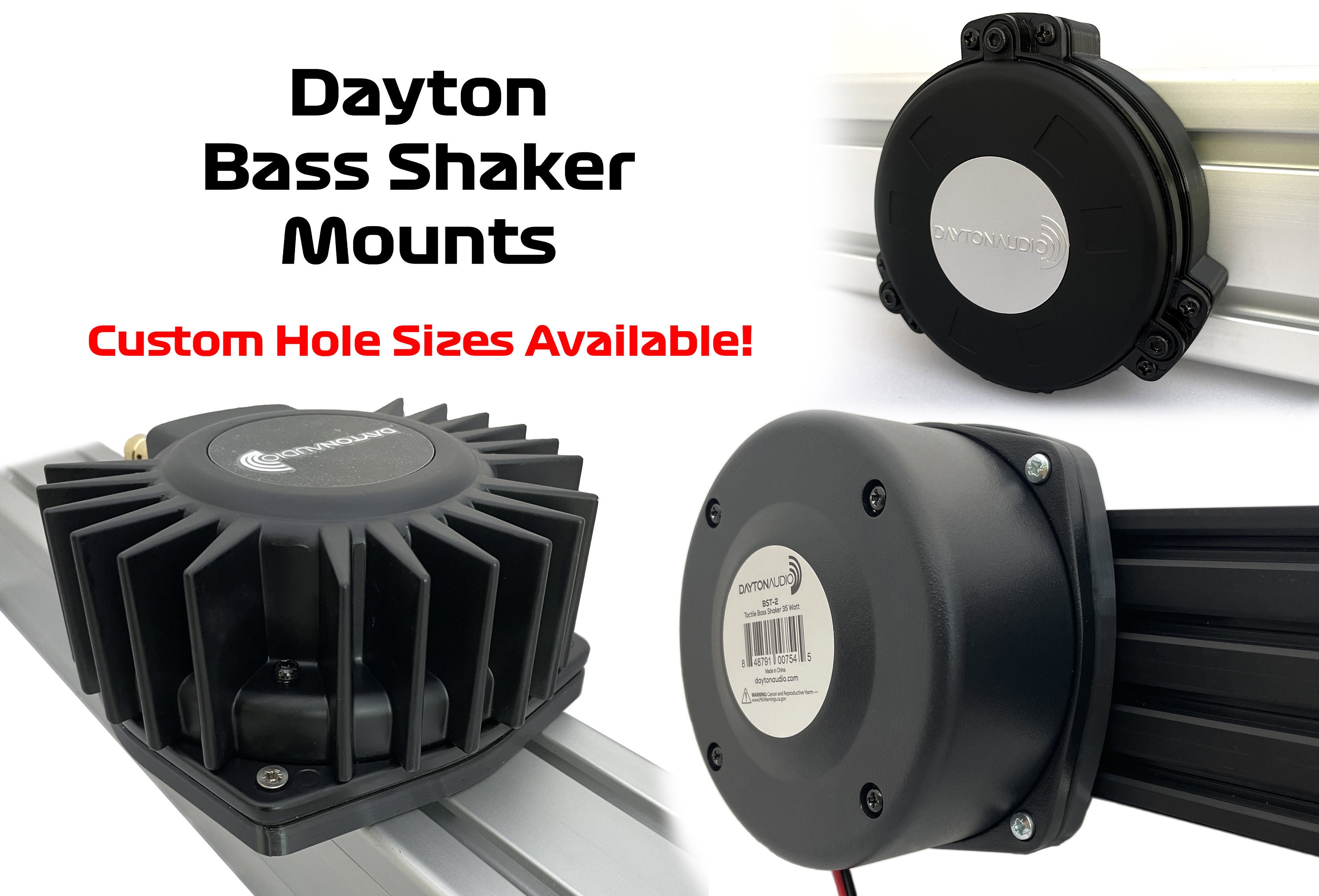 Dayton Bass Shaker Mounts for 8020 8040 or Custom Hole Sizes BST-1 BST-2  TT25 BST-300EX BST1 BST2 