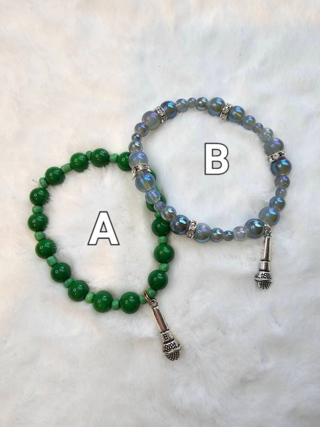 NKOTB Inspired Microphone Color Glass Bead Charm Bracelet Etsy