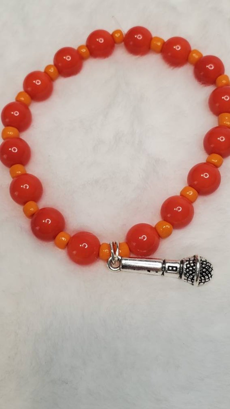 NKOTB Inspired Microphone Color Glass Bead Charm Bracelet Etsy
