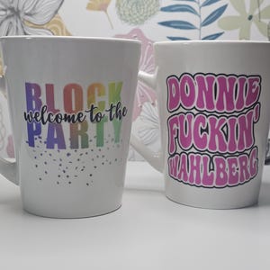Blockhead - NKOTB inspired 3 inch UV printed Decal on white ceramic mug.
