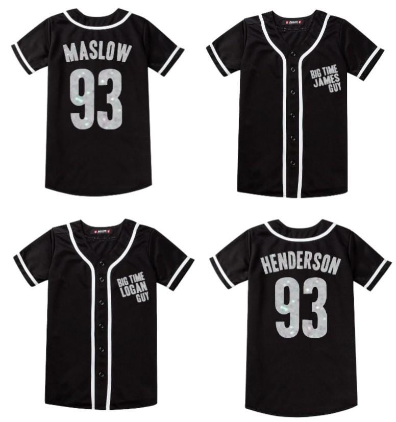 Big Time Rush BTR Baseball Jersey: Glitter Embellished, Men's Fit